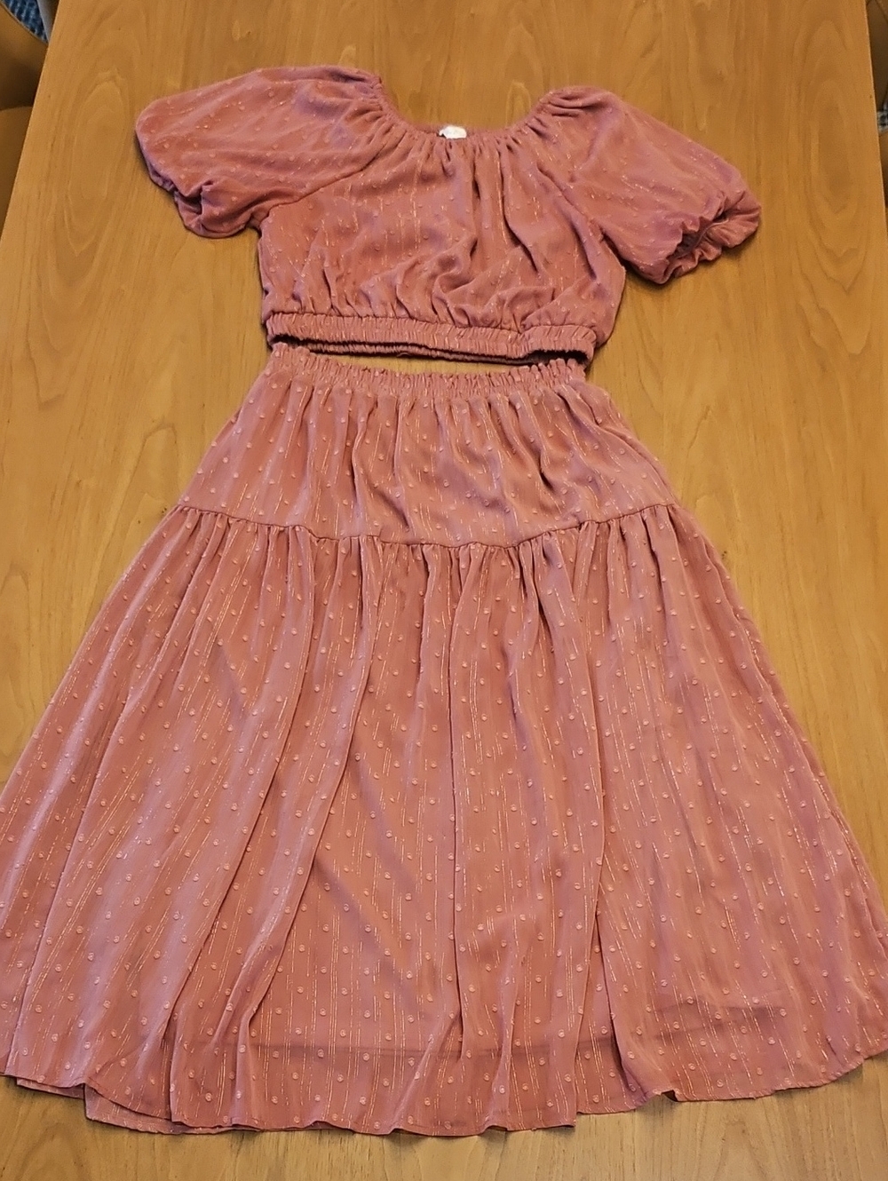 🔥Womens' Boho Classic Mauvy/ Rose Two-Piece Dress Set Size Medium/Large